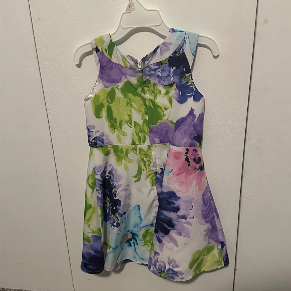 Girls Floral l Dress in Purple & Green